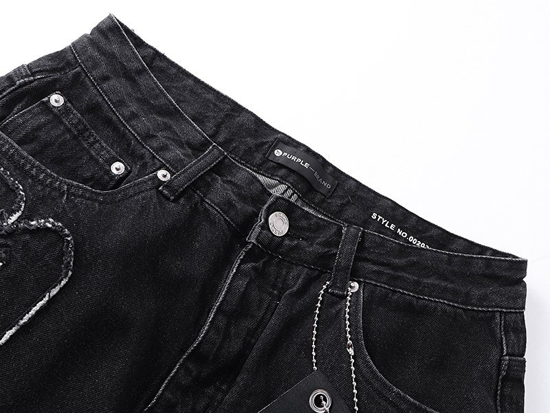Purple Brand Black Graphic Patch Jeans — detail