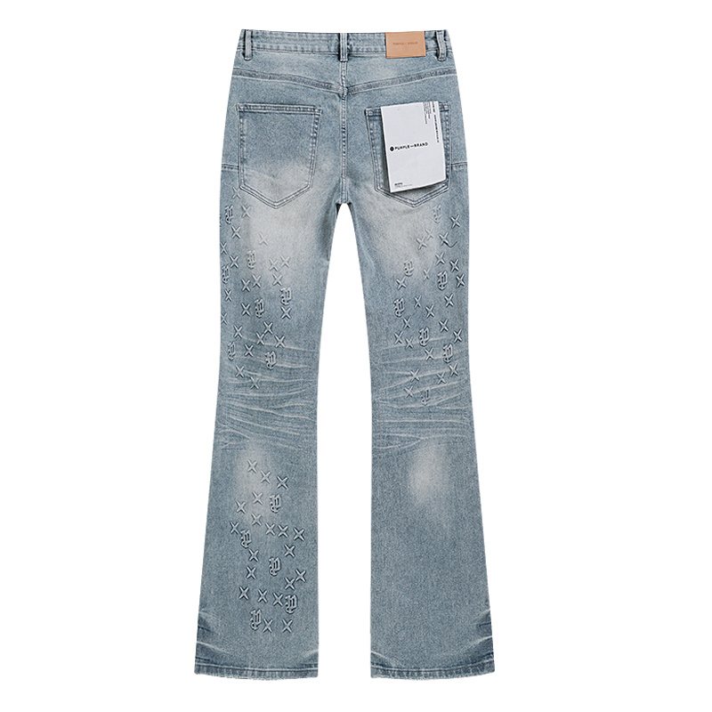Purple Brand Light Blue Embossed Lower-Leg Jeans — back