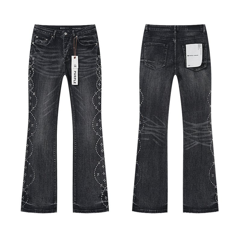 Purple Brand Floral Embroidered Flared Jeans — hero