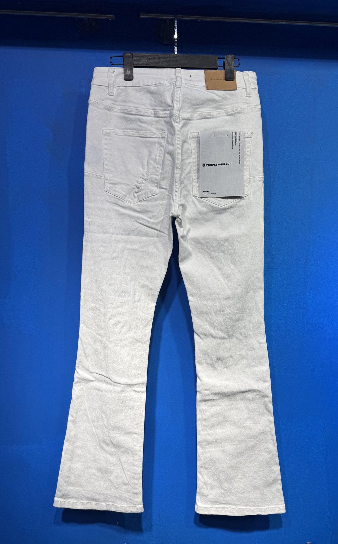 Purple Brand White Distressed Flared Jeans — back