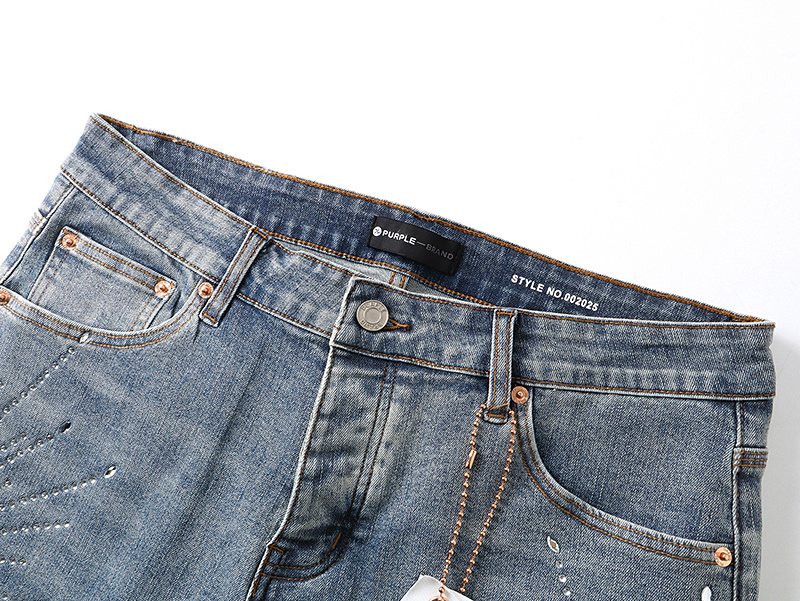Purple Brand Rhinestone Burst Denim Shorts — detail