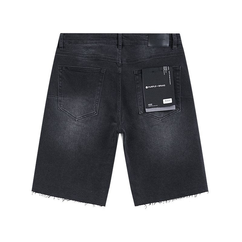 Purple Brand Rhinestone Sunburst Denim Shorts — back