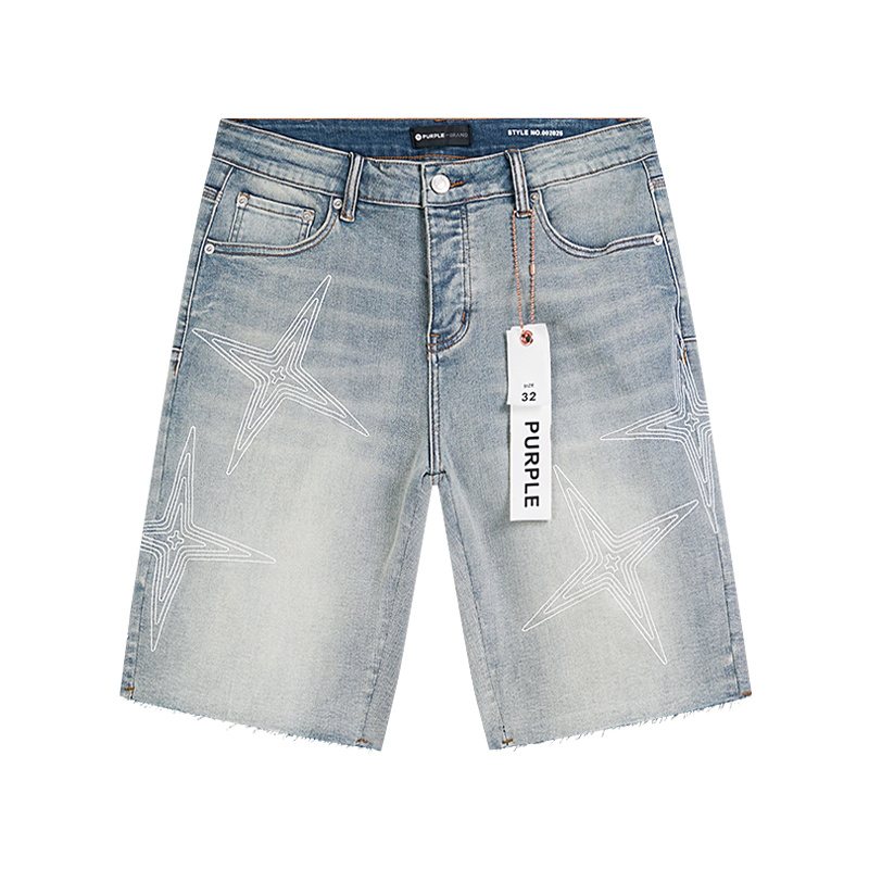 Purple Brand Star Graphic Denim Shorts — hero