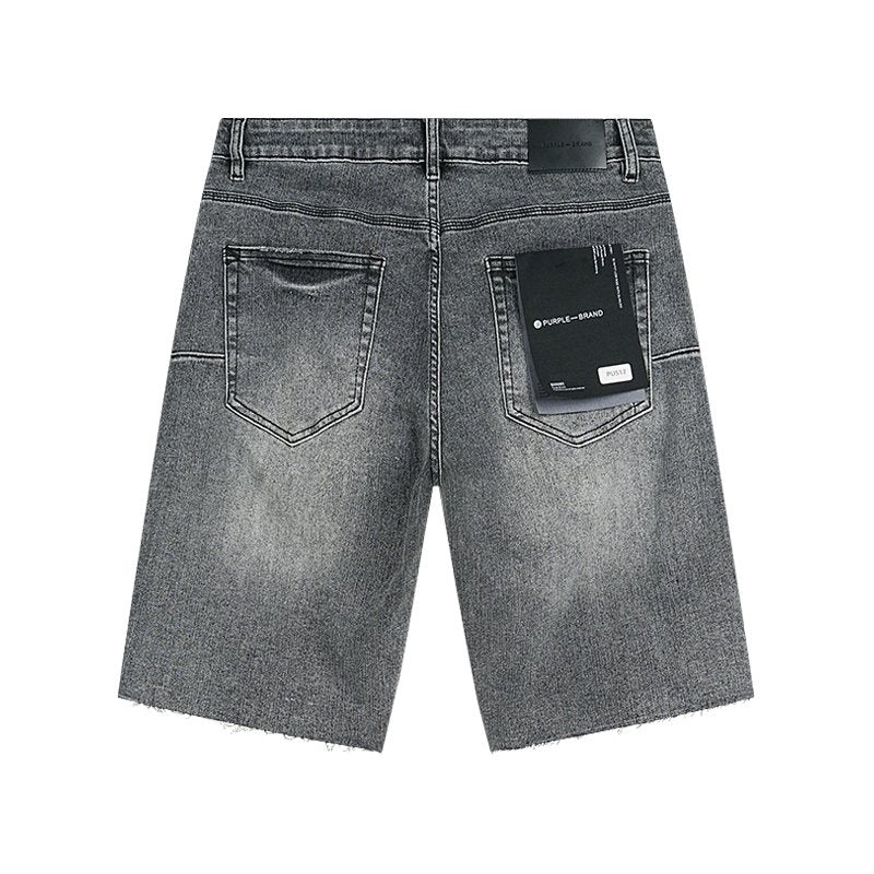 Purple Brand Distressed Gray Denim Shorts — back