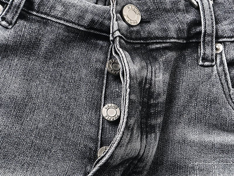 Purple Brand Distressed Gray Denim Shorts — detail