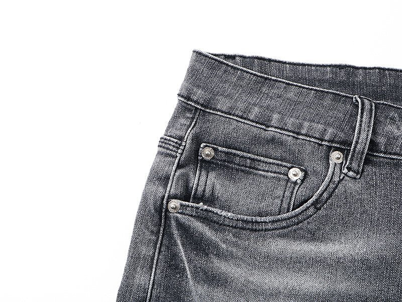 Purple Brand Distressed Gray Denim Shorts — detail
