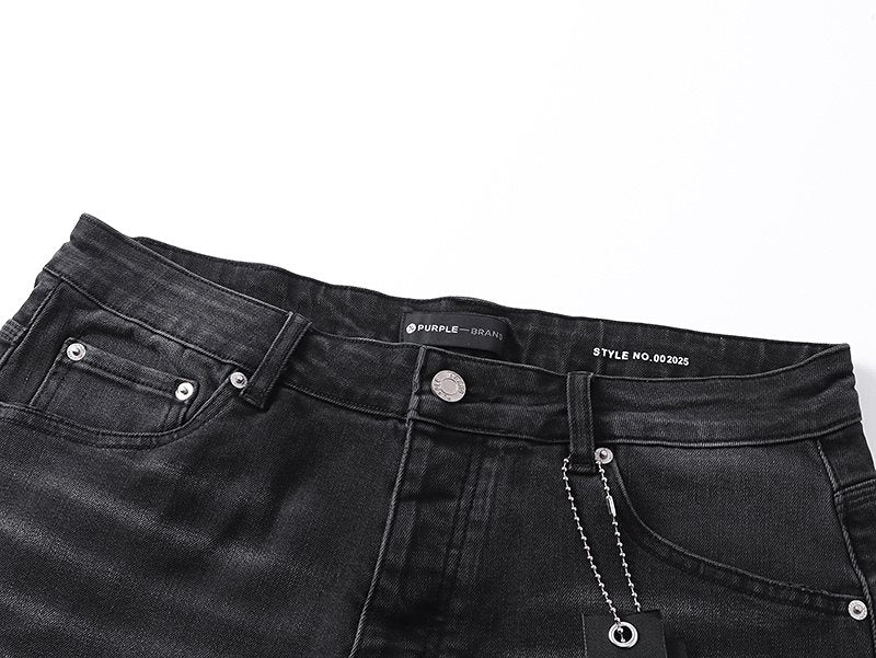 Purple Brand Rhinestone Graphic Denim Shorts — detail