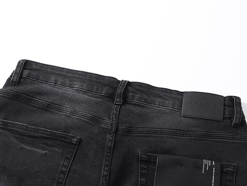 Purple Brand Rhinestone Graphic Denim Shorts — detail