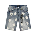 Purple Brand Bleach Splatter Denim Shorts — hero