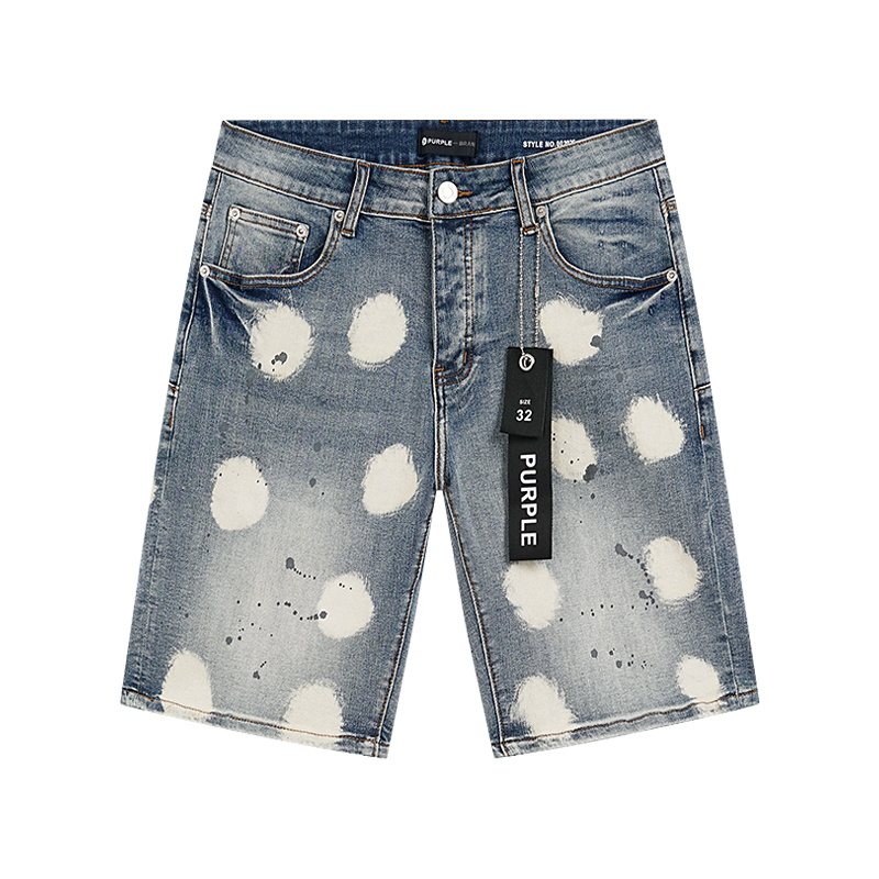 Purple Brand Bleach Splatter Denim Shorts — hero