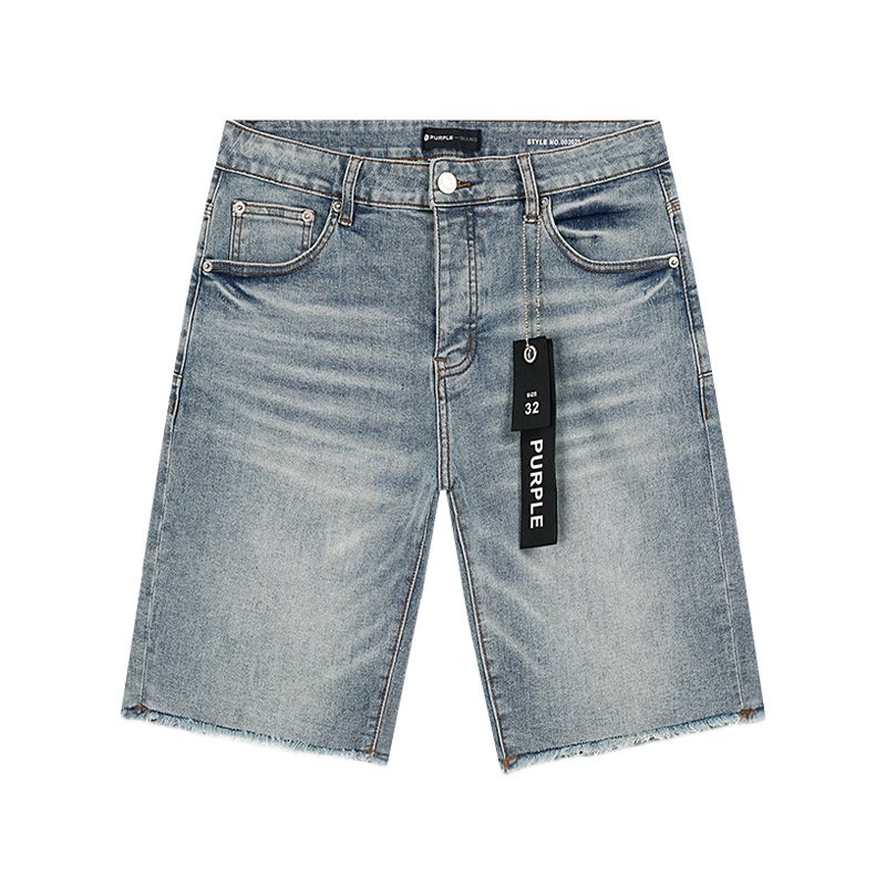 Purple Brand Light Blue Raw Hem Denim Shorts — hero