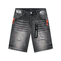 Purple Brand Paint-Splatter Distressed Denim Shorts - Black — hero