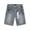 Purple Brand Blue Radiating Stripe Denim Shorts — hero