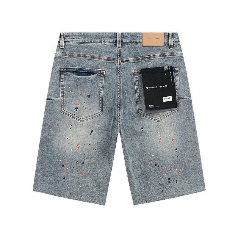 Purple Brand Paint Splatter Denim Shorts — back