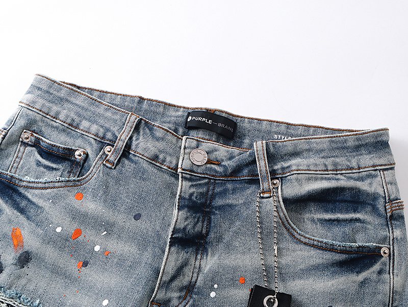 Purple Brand Paint Splatter Denim Shorts — detail