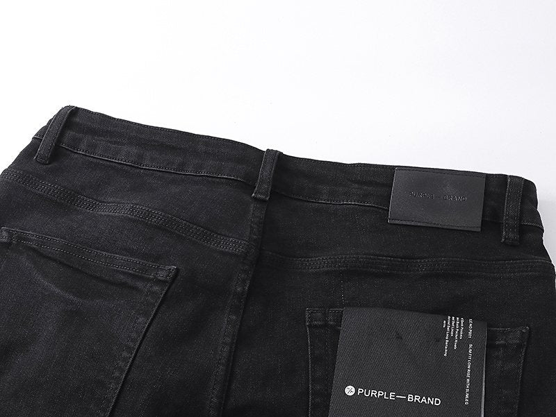 Purple Brand Black Distressed Denim Shorts — detail
