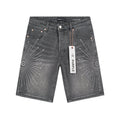 Purple Brand Rhinestone Burst Denim Shorts — hero
