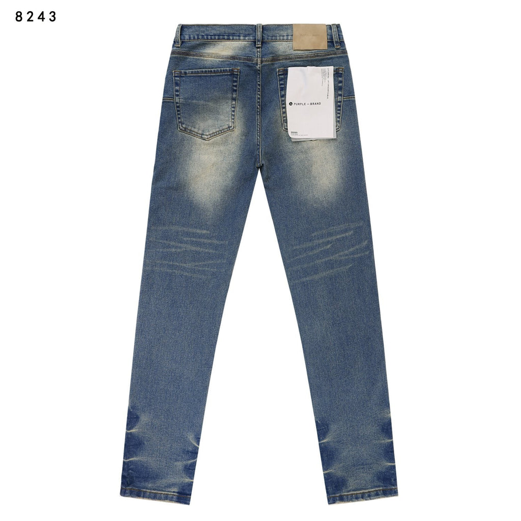 Purple Brand Slim Distressed Washed Denim Jeans — back