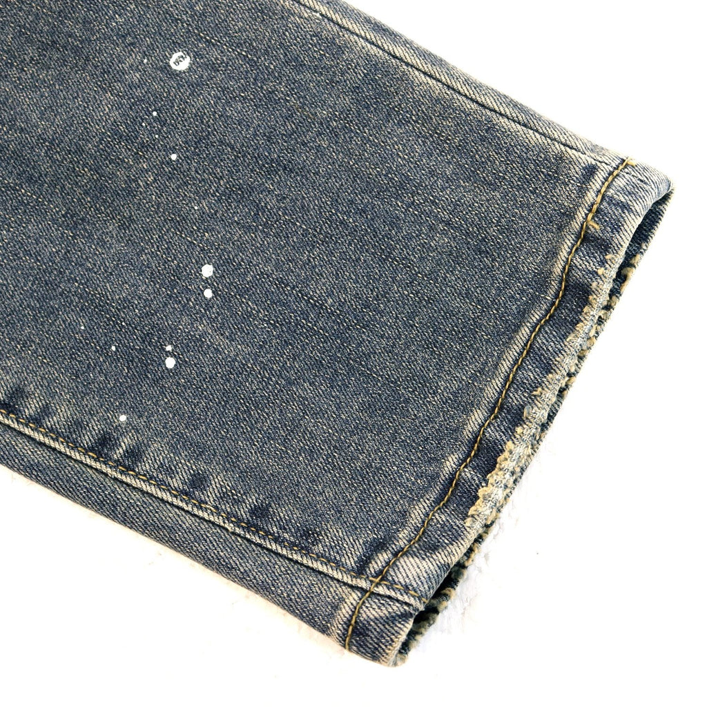 Purple Brand P001 Washed Blue Distressed Patch Jeans — detail