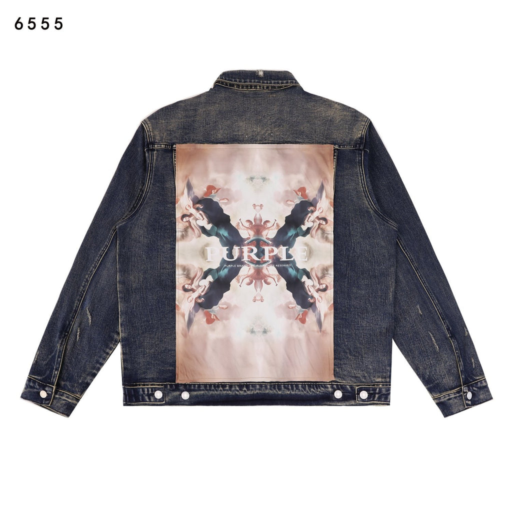 Purple Brand Bandana Trucker Denim Jacket — back