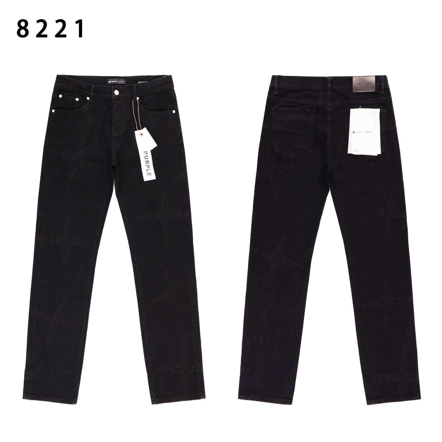 Purple Brand Star Embroidered Washed Jeans — front