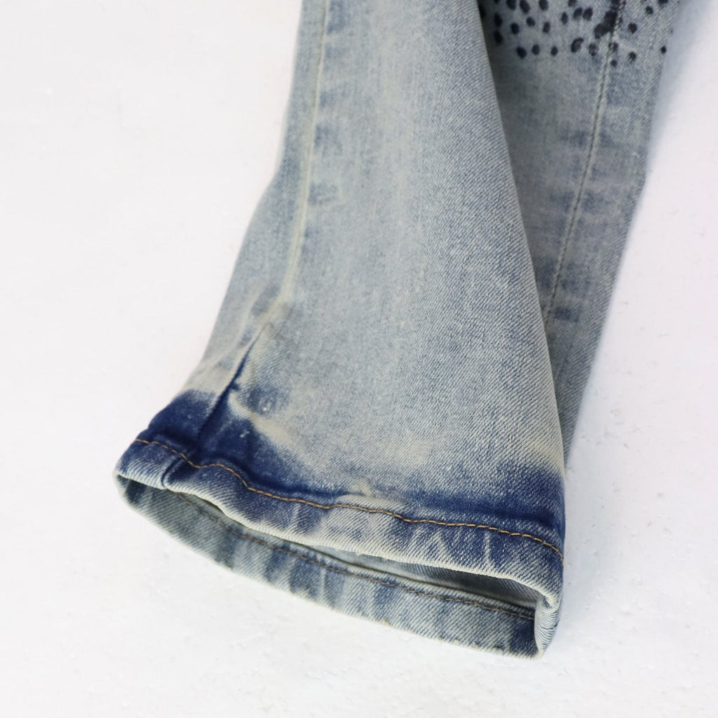 Purple Brand Light Blue Washed Graphic Jeans — detail