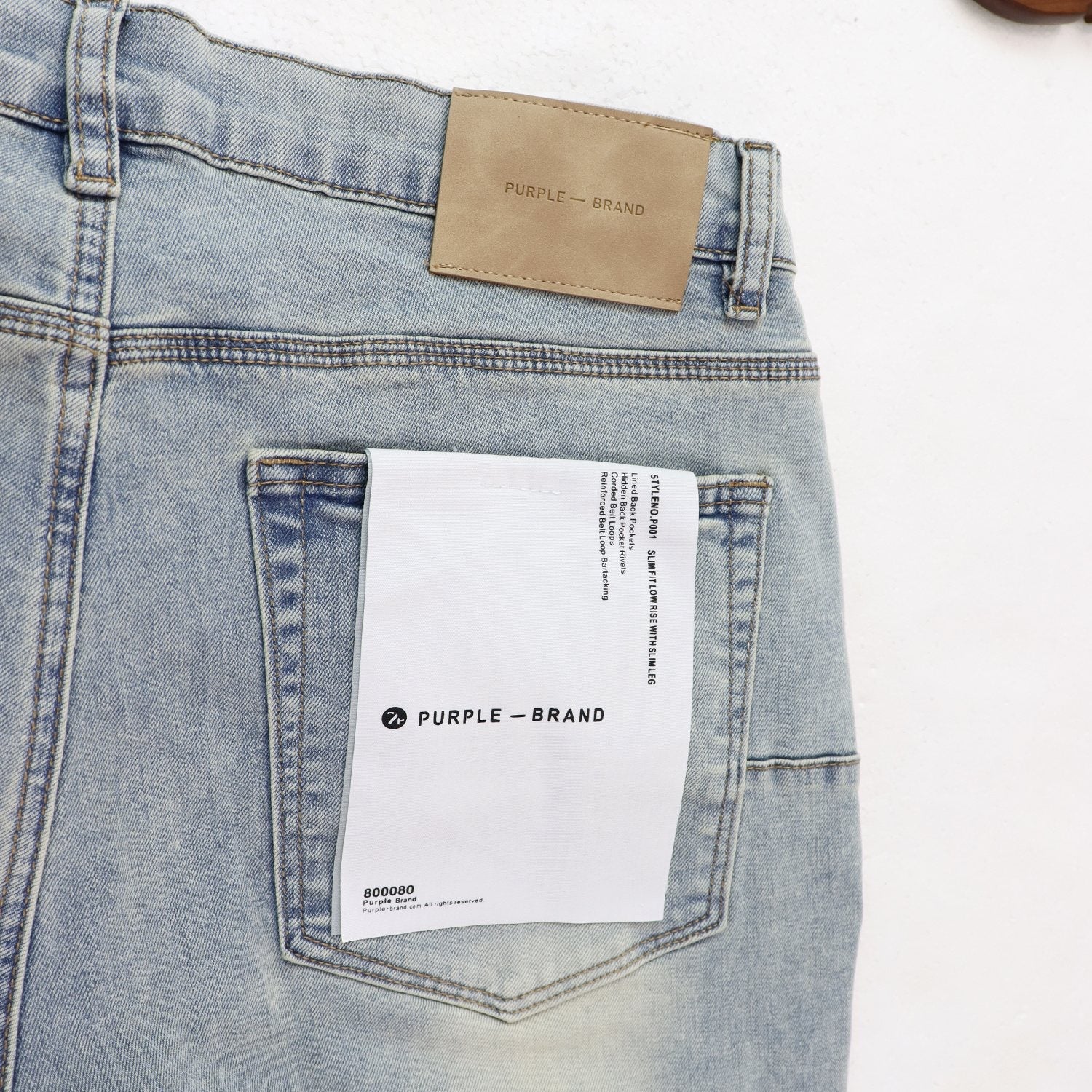 Purple Brand Light Blue Washed Graphic Jeans — detail