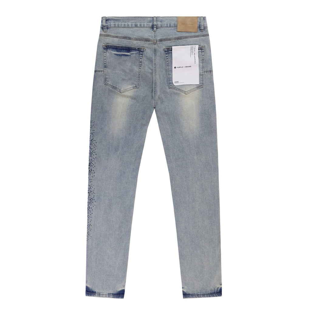Purple Brand Light Blue Washed Graphic Jeans — back