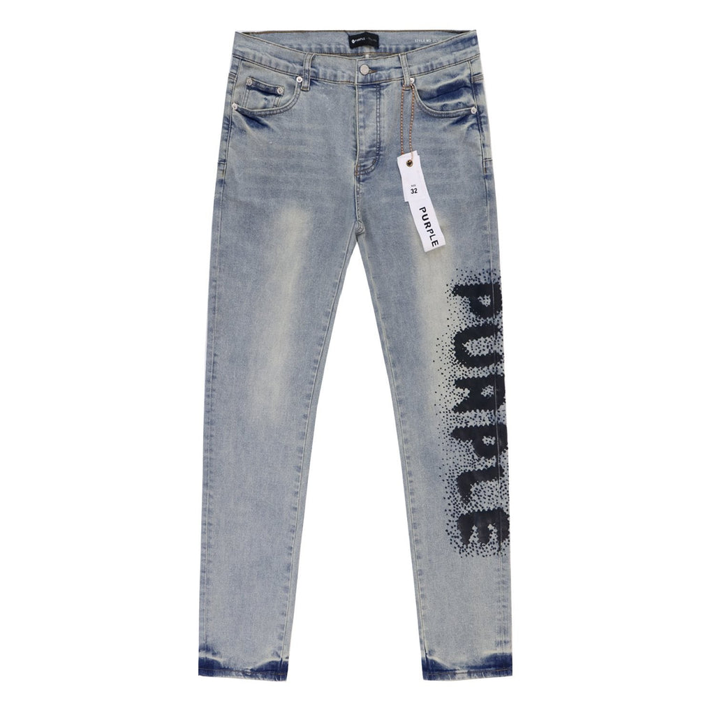 Purple Brand Light Blue Washed Graphic Jeans — hero