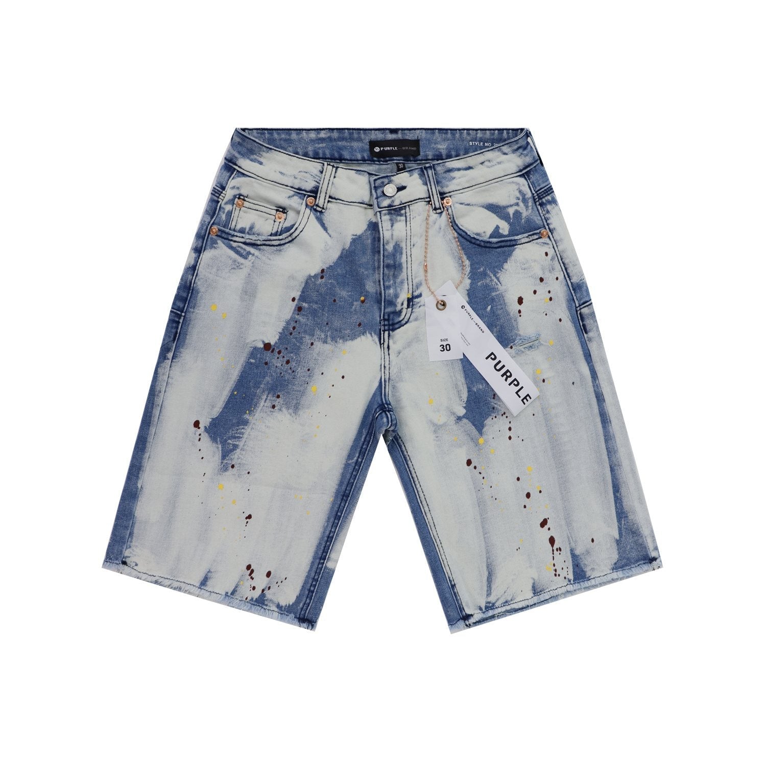 Purple Brand Light Blue Acid-Wash Denim Shorts — hero