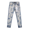 Purple Brand Light Blue Bleached Paint Splatter Skinny Jeans — hero
