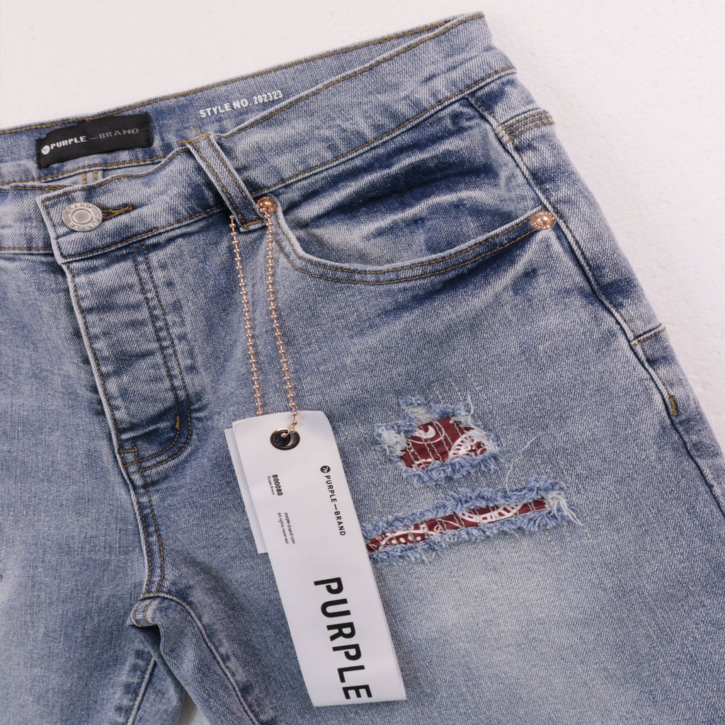 Purple Brand Distressed Patch Denim Shorts — front