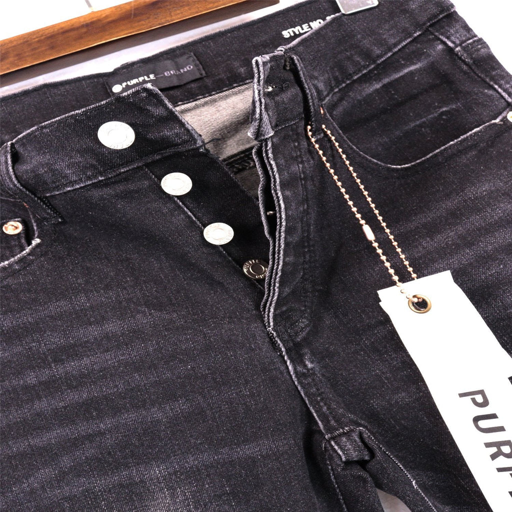 Purple Brand P001 Distressed Washed Black Slim Jeans — context