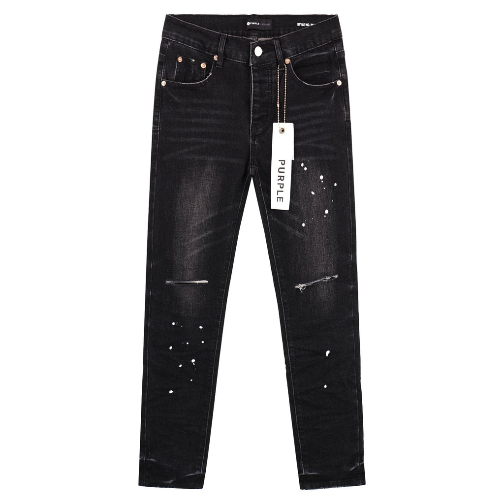 Purple Brand P001 Distressed Washed Black Slim Jeans — hero