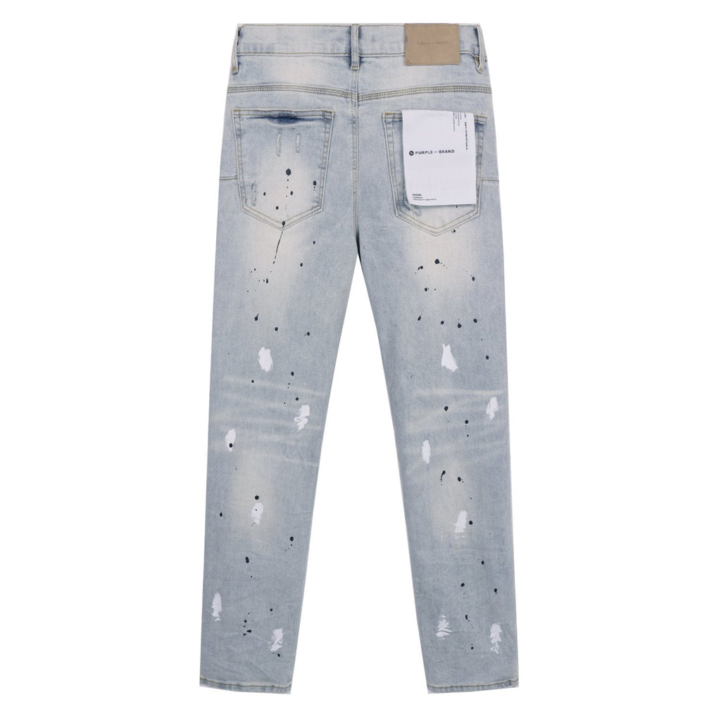 Purple Brand Light Blue Distressed Paint Splatter Jeans — back