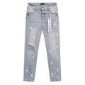 Purple Brand Light Blue Distressed Paint Splatter Jeans — hero
