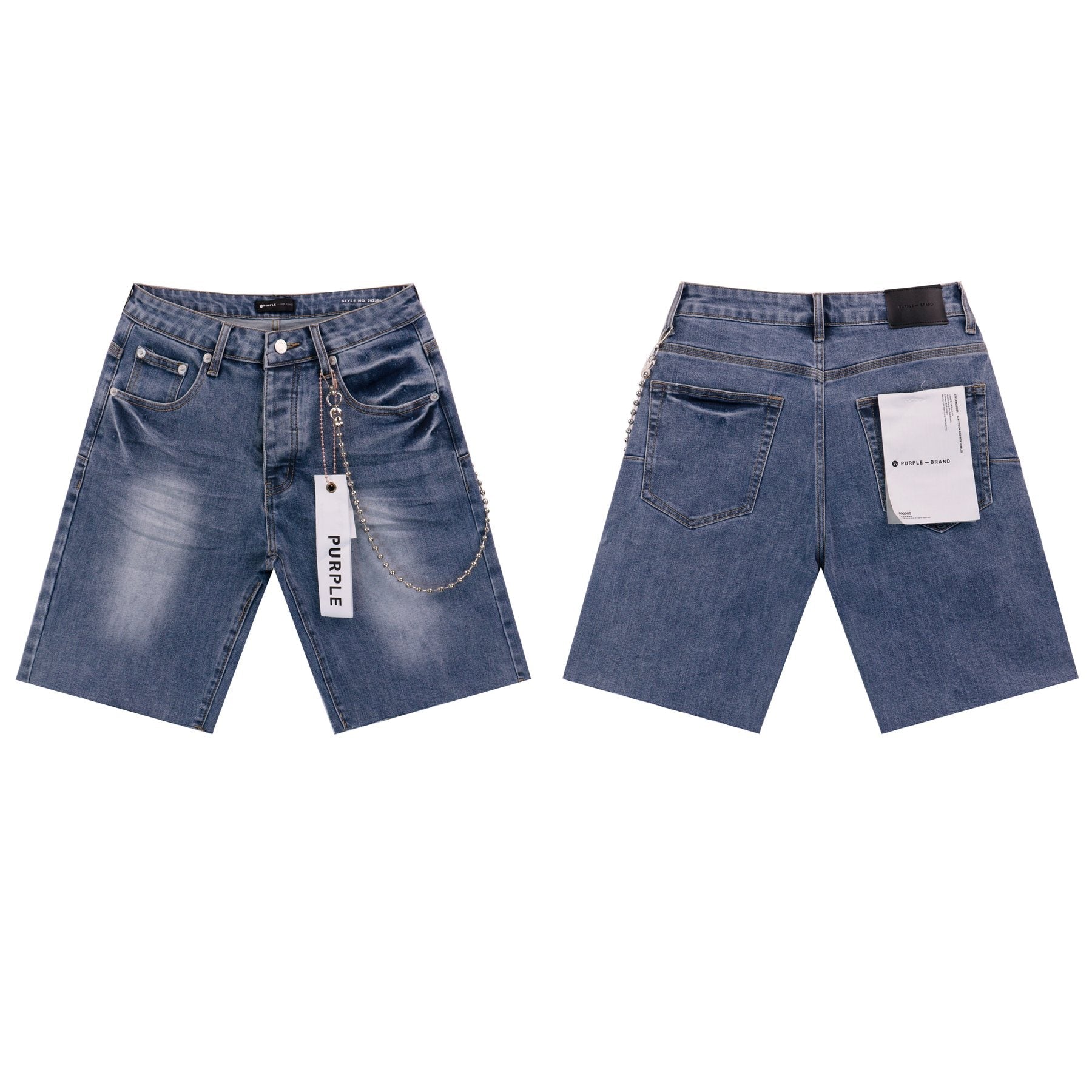 Purple Brand Chain Detail Denim Shorts — comparison