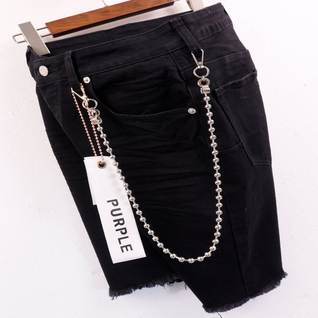 Purple Brand Chain Detail Denim Shorts — hero