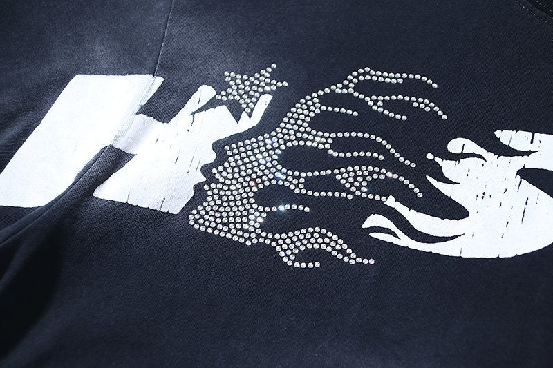 Hellstar Black Studios Flame Graphic T-Shirt — detail