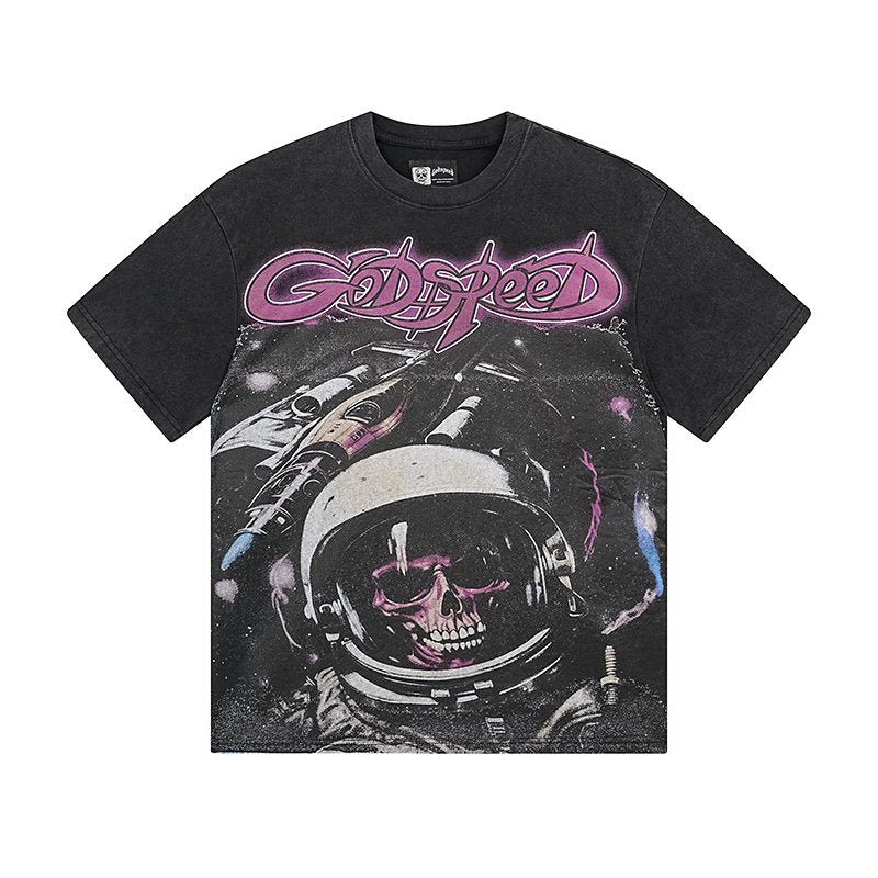 Godspeed Astronaut Skull Graphic T-Shirt — front
