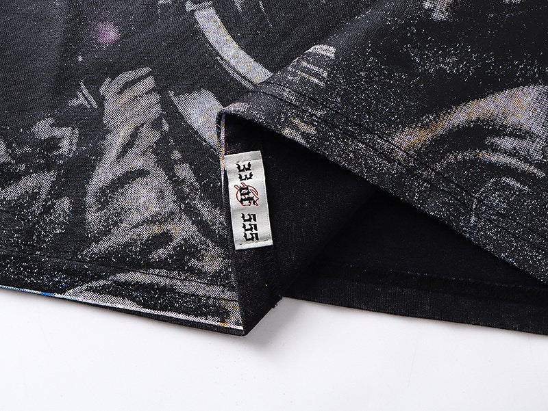 Godspeed Astronaut Skull Graphic T-Shirt — fabric_closeup