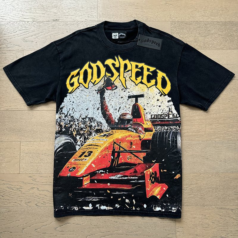 Godspeed Race Car Graphic Short-Sleeve T-Shirt — front