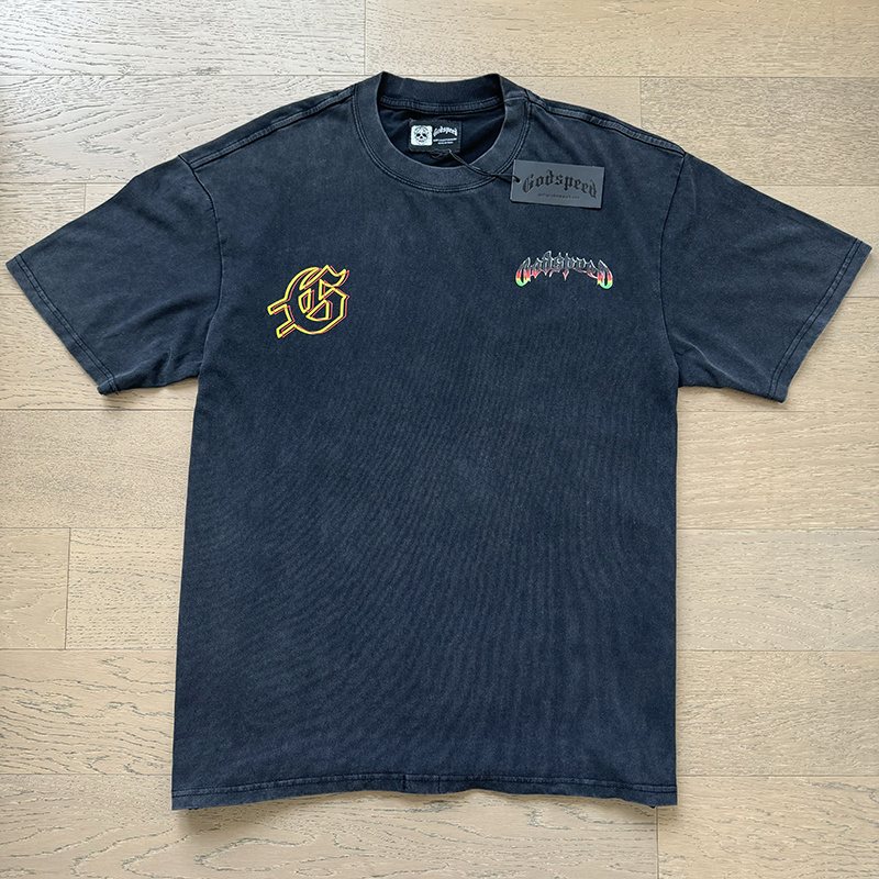 Godspeed Motorcycle Skull Graphic Short-Sleeve T-Shirt — front