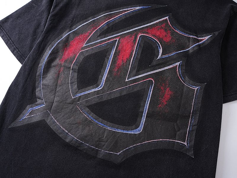 Godspeed Washed Black Skull Boxing Graphic T-Shirt — detail