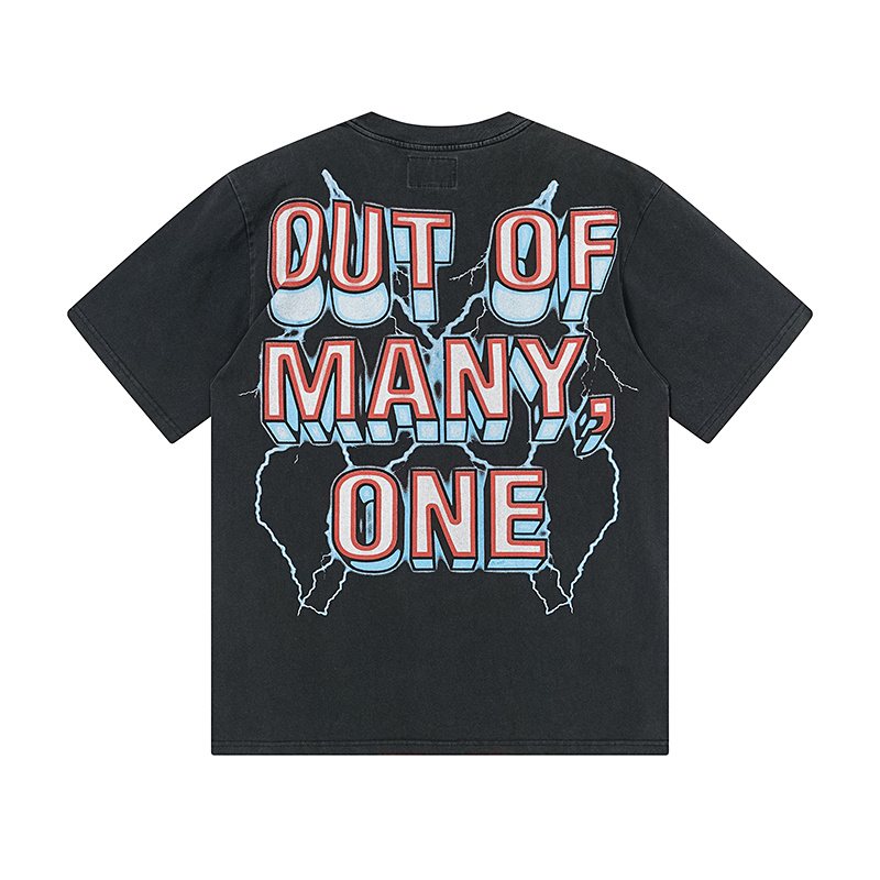 Godspeed Out of Many One Washed Black Graphic T-Shirt — back