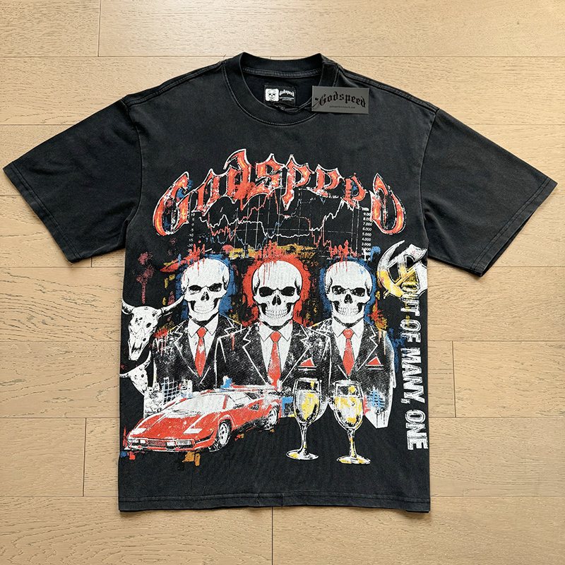 Godspeed Skull Car Graphic T-Shirt — front
