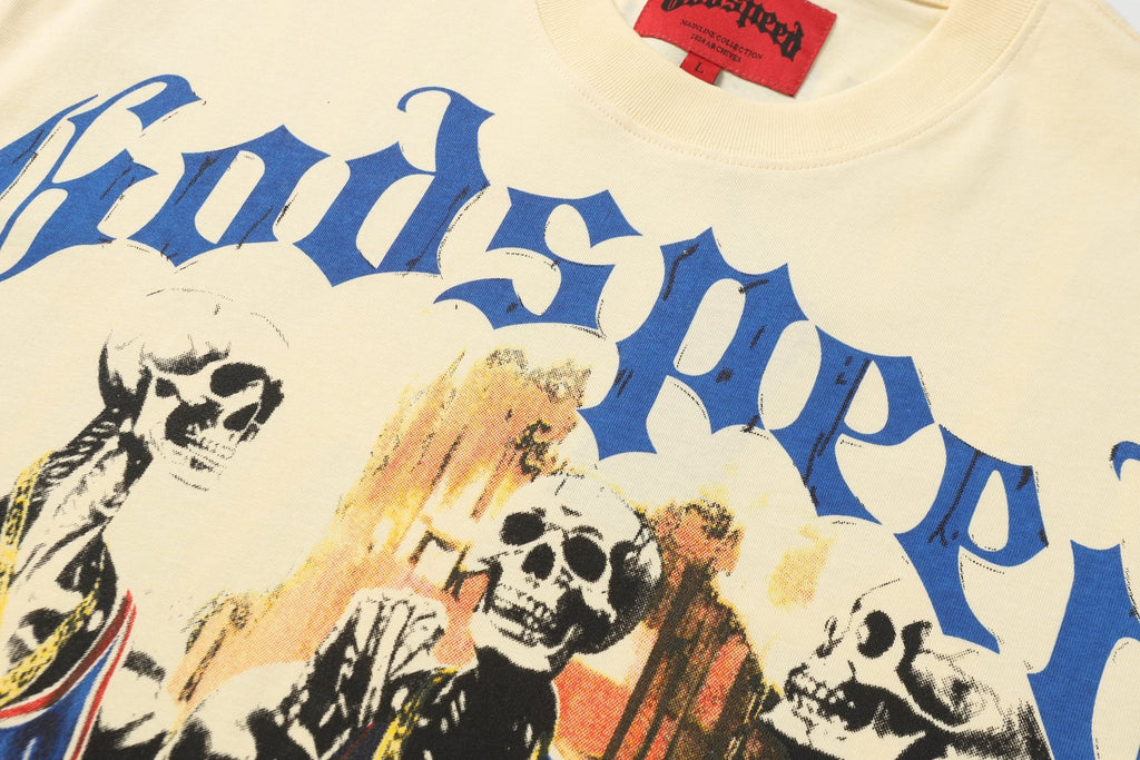 Godspeed Basketball Skeleton Graphic T-Shirt — detail