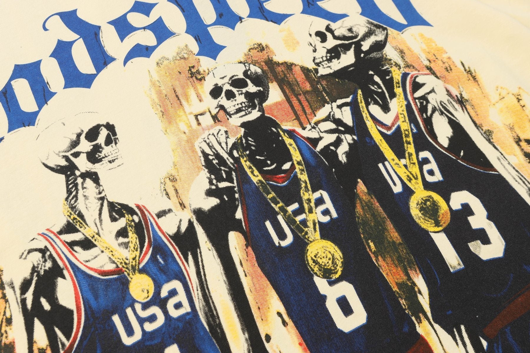 Godspeed Basketball Skeleton Graphic T-Shirt — detail