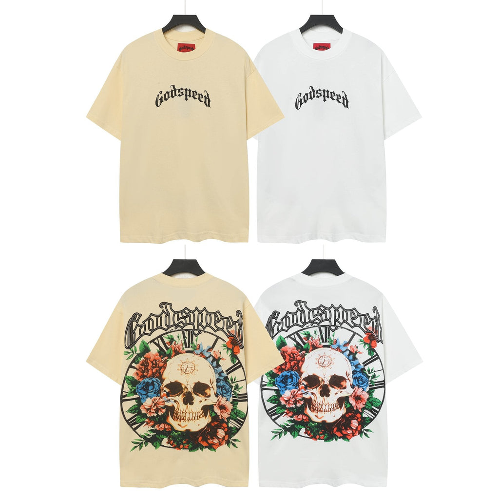 Godspeed Skull & Floral Graphic Short-Sleeve T-Shirt — comparison