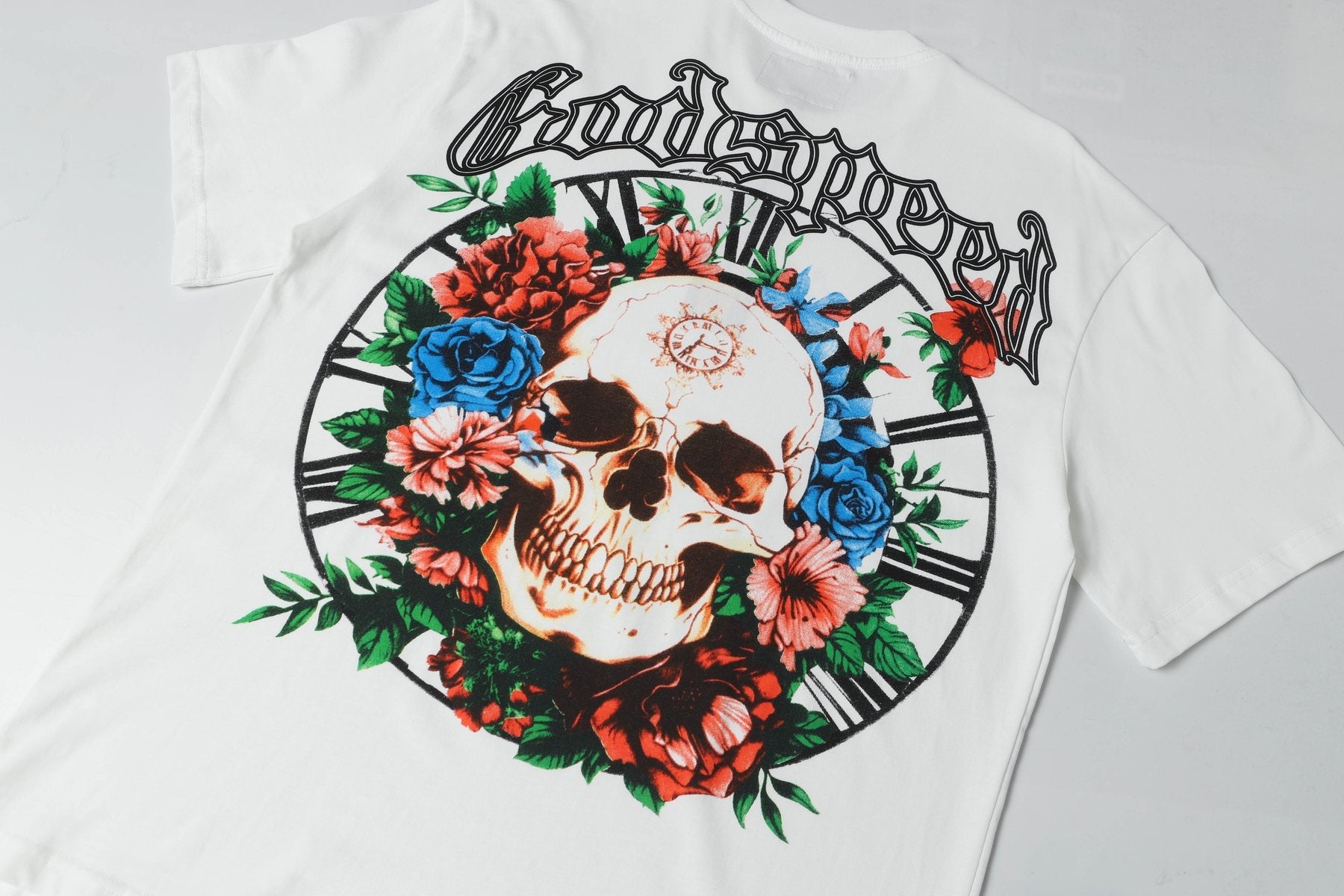 Godspeed Skull & Floral Graphic Short-Sleeve T-Shirt — detail